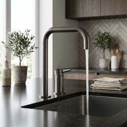 Pure.Sink Luxion Grifo de cocina Gun metal de 2 orificios con caño en U PLX2HU-61